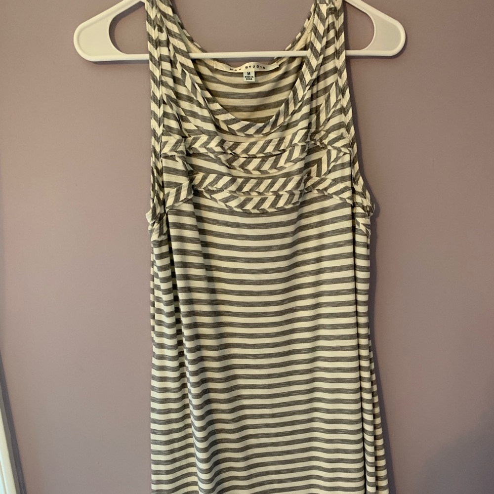 gray and white striped dress